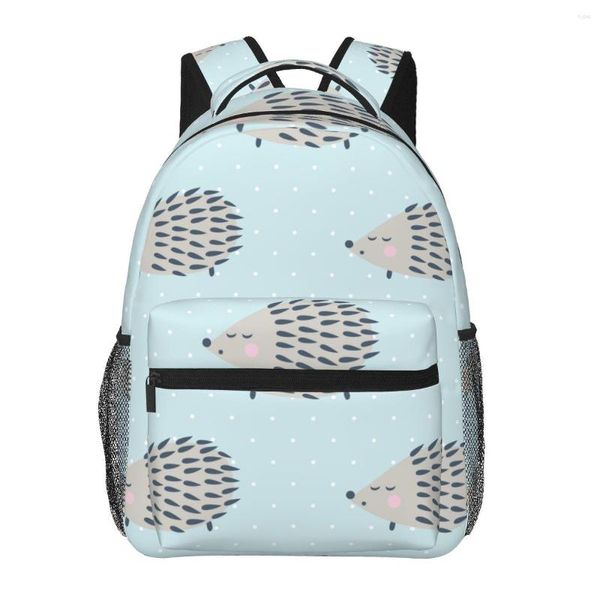 Sac à dos sac d'école adolescent pour filles garçons Bookbag collège cartable dessin animé hérisson avec sac à dos à pois