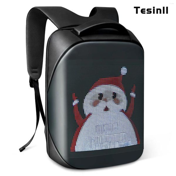 Mochila Tesinll LED con pantalla programable DIY Fashion Caja de laptop de la computadora portátil Implaz de hombro hacia atrás