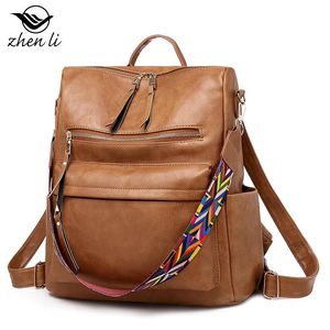 Sac à dos La Tendance De La Mode Sacs À Dos Pour Femme Une Épaule Femme En Cuir Souple Voyage Polyvalent Décontracté Dames