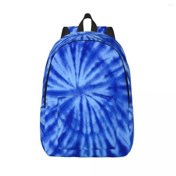 Mochila Tie Dye Blue Spiral Swirl Entrenamiento Mochilas Boy Girl Streetwear Bolsas de la escuela Diseño de la mochila ligera