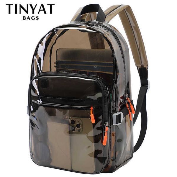 Sac à dos TINYAT Heavy Duty Transparent Clear Women's Backpack Sports Travel School Notebook Sacs à dos Grande capacité Student Bag Girls J230517
