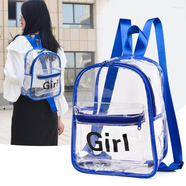 Mochila transparente PVC Clear Jelly Color impermeable Bolsas casuales de libro simple Ver a través de Girl Beach Swimming