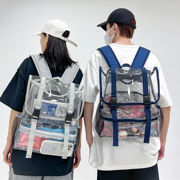 Sac à dos Transparent en PVC, sac de Sport étanche pour voyage en plein air, grande capacité, randonnée, sacs de séparation sec et humide Y52A