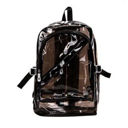 Mochila Transparente Color Sólido Gran Capacidad PVC Heavy Duty Moda Playa Para La Escuela Claro