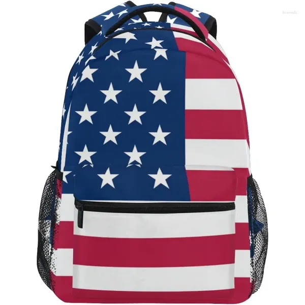 Sac à dos de voyage avec drapeau américain pour l'école, sac à dos pour ordinateur portable, sac d'université pour femmes, hommes, garçons et filles