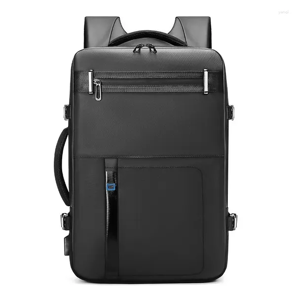 Mochila Travel Men Business School Expandible Expandible USB Bolsa USB Gran capacidad 15.6 Moda impermeable para laptop