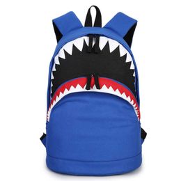 Rugzak Travel Student Backpack College Style Large Mouth Shark Canvas Backpack 230615