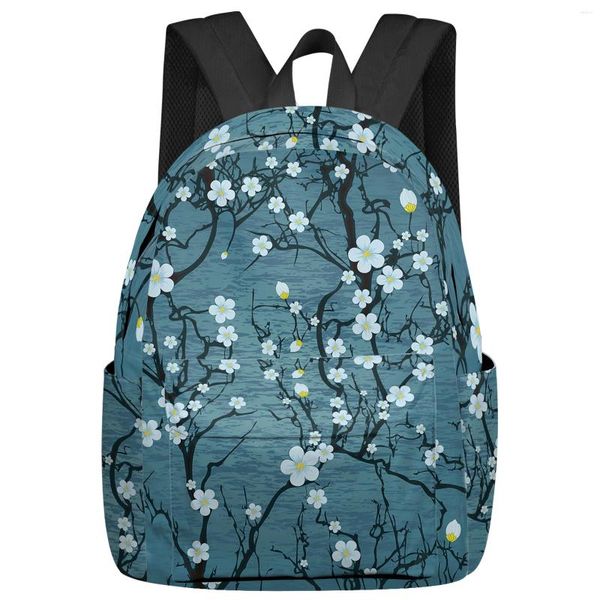 Mochila árbol flor brote abstracto onda de agua estudiante bolsas escolares portátil personalizado para hombres mujeres mujer viaje mochila