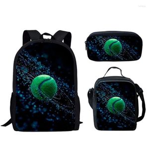 Sac à dos à la mode créative nouveauté drôle de tennis ballon 3d imprime 3pcs / pupil sacs scolaires ordinaire ordinateur portable sac à lunch sac crayon crayon