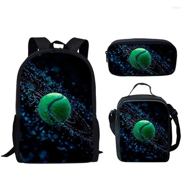 Sac à dos à la mode créative nouveauté drôle de tennis ballon 3d imprime 3pcs / pupil sacs scolaires ordinaire ordinateur portable sac à lunch sac crayon crayon