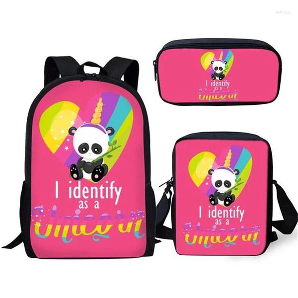 Sac à dos à la mode à la mode Panda Panda 3D Print 3pcs / Élève Sacs d'école Sacs d'ordinateur portable PACK PACK PACK CAUT