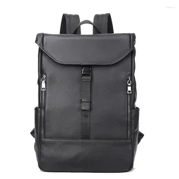 Sac à dos tendance en cuir véritable hommes femmes grande capacité sacs pour ordinateur portable unisexe étudiant sac d'école sacs à dos voyage