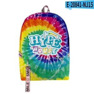 Sac à dos à la mode nouveauté The Hype House Student School Sacs Unisex 3D Imprimé Oxford Imperproof Notebook Multifonction Travel Backpacks