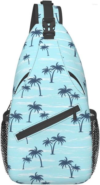 Mochila Tropical Beach Palm Trees Sling Bag Crossbody para Mujeres Hombres Durable ajustable pecho hombro al aire libre viaje senderismo