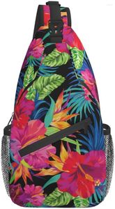 Sac à dos fleur tropicale sac à bandoulière sac à bandoulière voyage randonnée poitrine épaule sac à dos pour femmes hommes taille unique