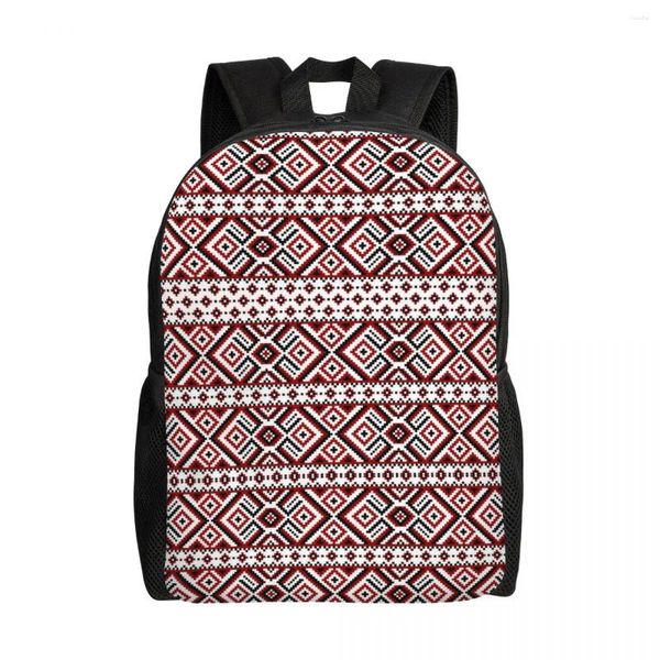 Mochila Ucrania Ucraniano Bordado Rojo Negro Mochilas Escuela Universidad Estudiante Librero Se adapta a 15 pulgadas Portátil Bolsas geométricas bohemias