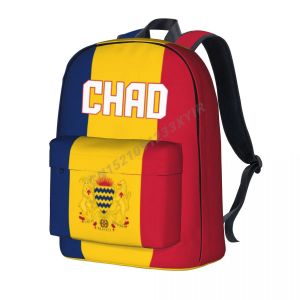 Sac à dos unisexe, sac à dos drapeau tchadien, cartable point tchadien, sacoche, étui pour ordinateur portable, sac de voyage, cadeau Mochila