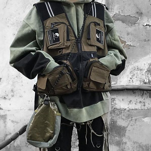 Sac à dos unisexe Hip-hop Kanye chinois Taichi Ins Style poitrine plate-forme militaire tactique sac fonctionnel paquet Prechest gilet