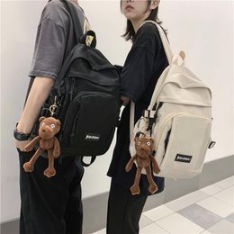 Sac à dos unisexe coréen grande capacité imperméable en Nylon femmes sac d'école pour étudiants seniors sacs de voyage à poches multiples