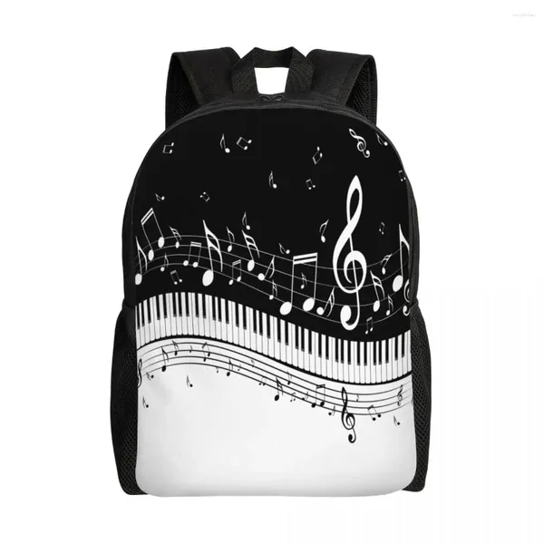 Mochila Unisex Hombro Casual Senderismo Teclas De Piano Abstractas Con Notas Musicales Mochila Escolar Mochila De Viaje Para Portátil