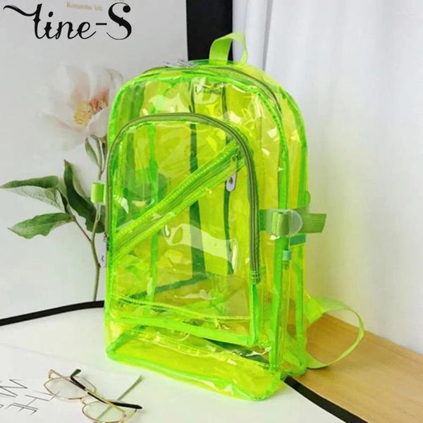 Sac à dos unisexe solide clair léger transparent transparent visible imperméable polyvalent pour le fitness sportif extérieur