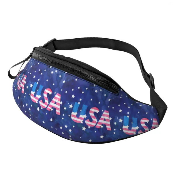 Backpack Stars Stars Flag Fanny Fanny Pack Belt Belt Belt Bold con cremallera de regalos Lwaist para entrenamiento del festival deportivo Viajando a correr