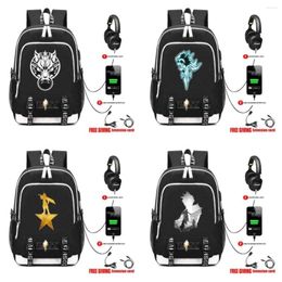 Backpack USB Charge Interface Canvas schouderschooltassen Pocketbook Travel Laptop Game Final Fantasy 8 Style