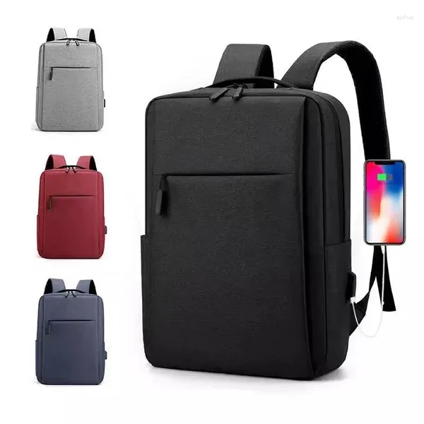 Mochila USB Cargo de la computadora portátil Men simple Bolsa de diseño de negocios unisex Bolsas de la escuela universitaria