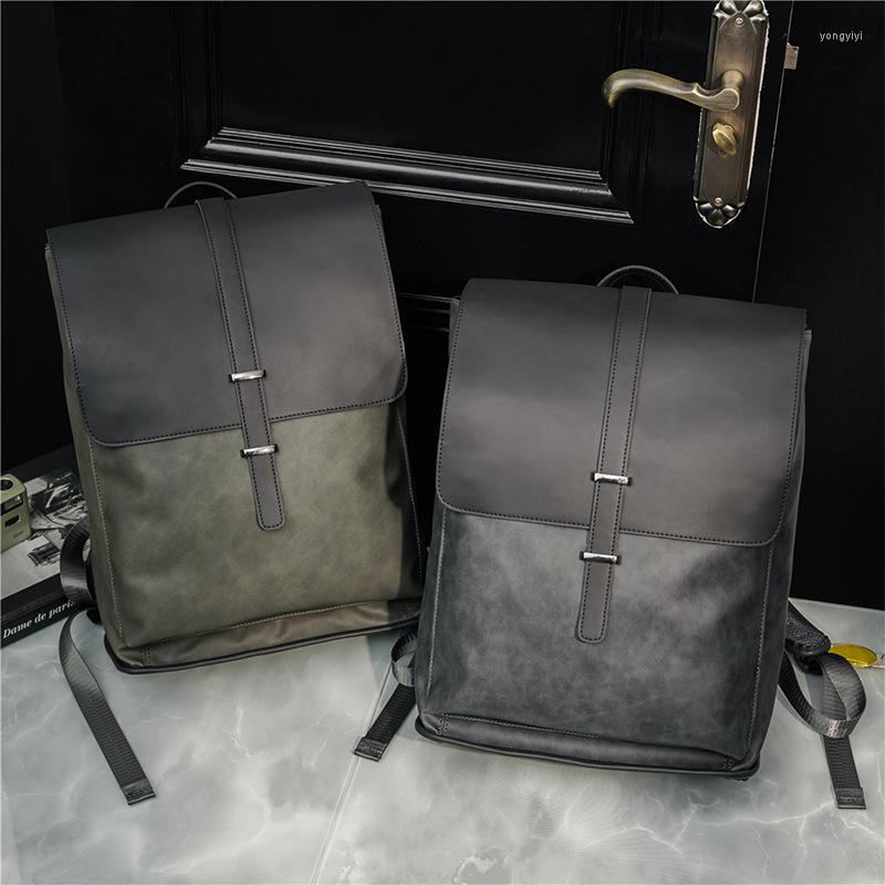 Backpack Vinatge Matte Pu Leather Men Designer de moda de grande capacidade Mochilas masculinas Laptop de bolsa estudantil 2023