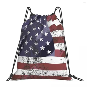 Rugzak Vintage American Flag Backpacks Portable Drawring Bags Bundel Pocket Sports Bag Boek voor man Woman School