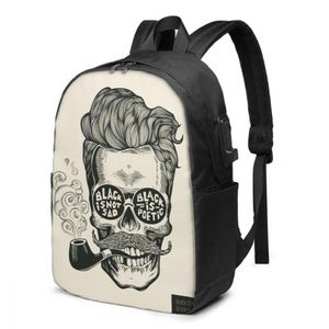 Sac à dos Vintage Barbershop Affiche Barber Skull Femmes Hommes USB Charge Sac d'école pour fille garçon voyage ordinateur portable Bookbag Daypack205E