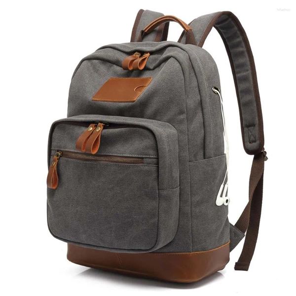 Sac à dos Vintage Canvas College pour femmes hommes Casual Daypack Simple Fit 15,6 pouces ordinateur portable école BookBag