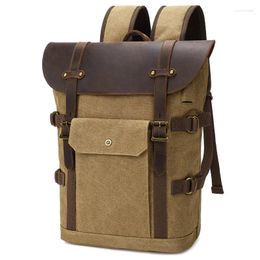 Backpack Vintage canvas voor modieuze heren 15.6 Computerzak Outdoor Student Schoudertassen Retro -rugzakken