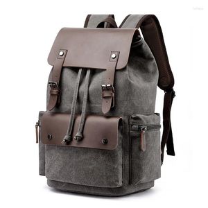 Backpack Vintage Canvas for Men 15,6 pouces ordinateur portable Casual Schoolbag adolescent Voyage de grande capacité