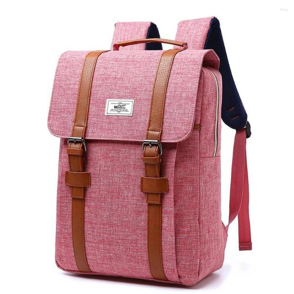 Mochila Vintage Hombres Mujeres Bolso de hombro sólido Casual Viaje al aire libre Tote Nylon College Student School Business Bolsas para portátiles