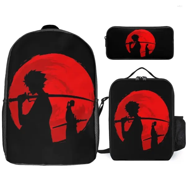 Mochila vintage samurai retro juego japonés 2077 Juego de arte 11 Durante acogedor mochila 3 en 1 set de 17 pulgadas bolso de almuerzo PECHO