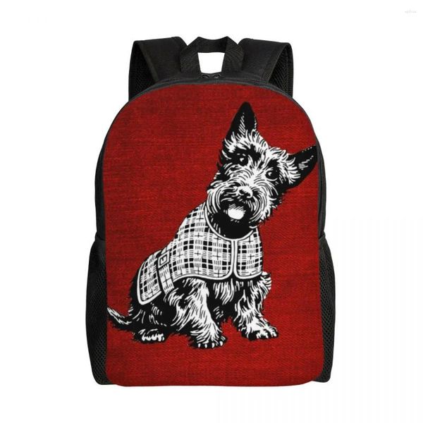 Sac à dos vintage écossais terrier voyages hommes mâles femmes pour l'ordinateur portable livre bookbag scottie dog collège étudiant sacs de sacs de jour