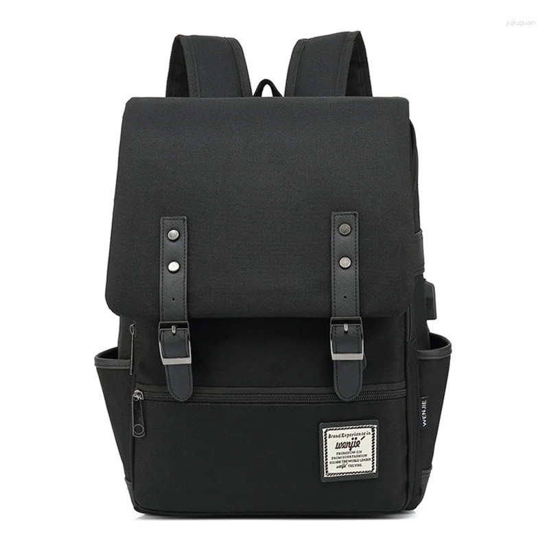 Рюкзак винтажный дорожный ноутбук с USB-портом для зарядки для женщин и мужчин, подходит для колледжа 16 дюймов