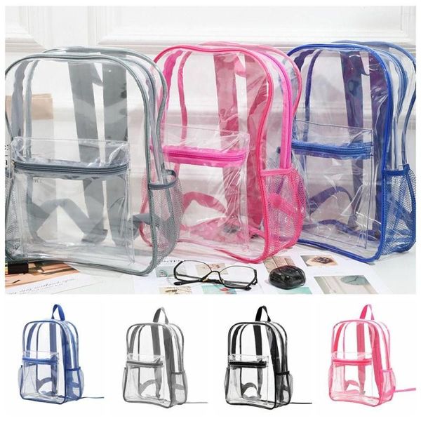 Mochila Visible Transparente Pvc Claro Bolsillo Abierto Para Mujer Hombre Estudiante Deportes Al Aire Libre Fitness Viajes