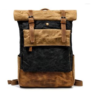 Sac à dos VZVA Fashion Men Rucksack Outdoor Travel Waterproof Waxed Canvas Bag Vintage Laptop