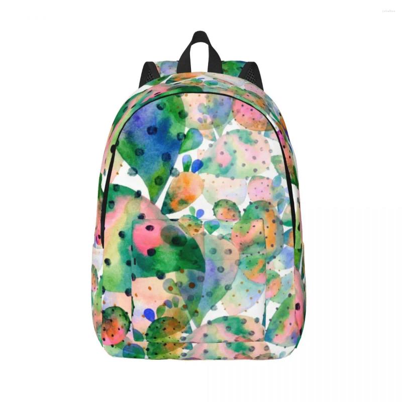 Backpack Watercolor Cactus Male School Student Female Large Capacity Laptop