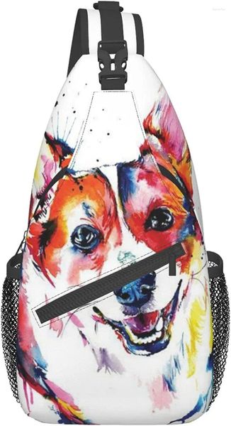 Sac à dos aquarelle de chiens slings Sac de gym de crossbody sac sac à corps sac à randonnée extérieure sacs décontractés en polyester pour femmes hommes