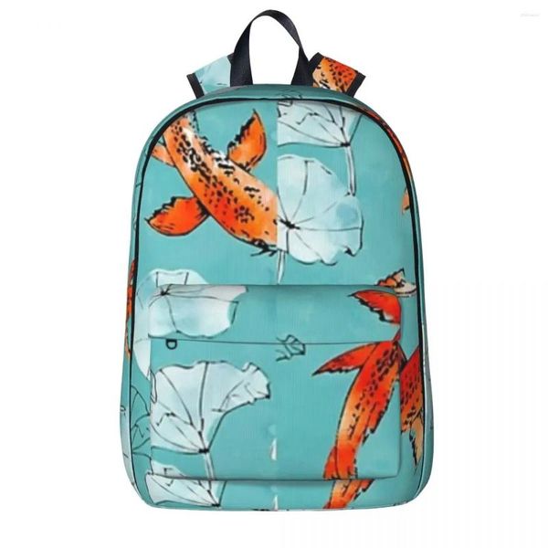 Sac à dos waterlily koi dans une femme turquoise sac à dos bris bookbag sants sacles scolaires sacs de scolarité