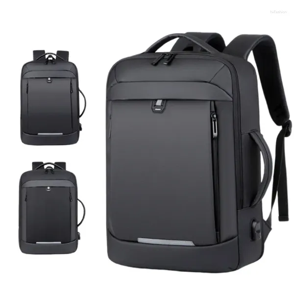 Sac à dos étanche mode voyage hommes affaires extensible USB charge sac d'école grande capacité 17 pouces ordinateur portable