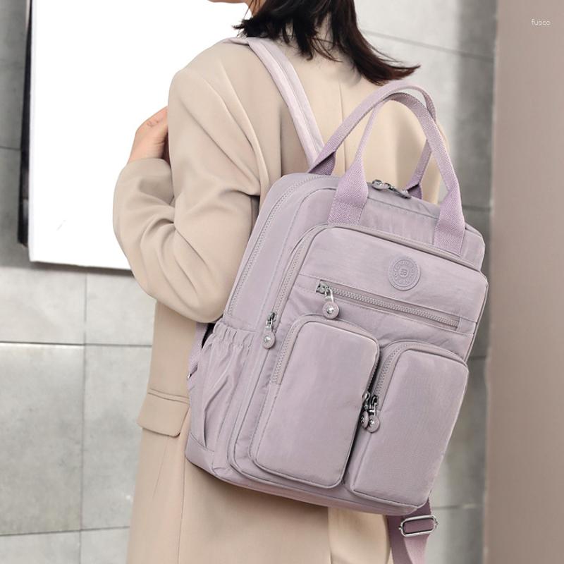 Sac à dos étanche mode femme Nylon poignée souple solide multi-poches voyage fermeture éclair Feminina sacs d'école ordinateur portable Bolsas