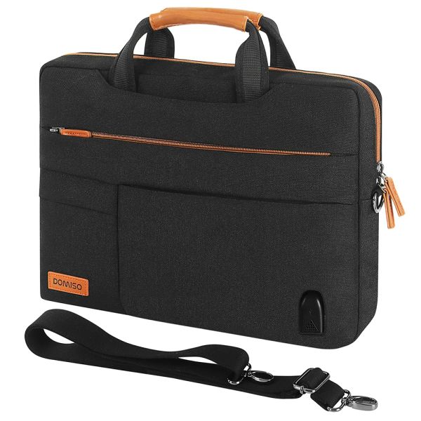 Sac à dos étanche pour ordinateur portable, sac de transport, sac à bandoulière, porte-documents avec Port de chargement USB pour ordinateur portable 14 