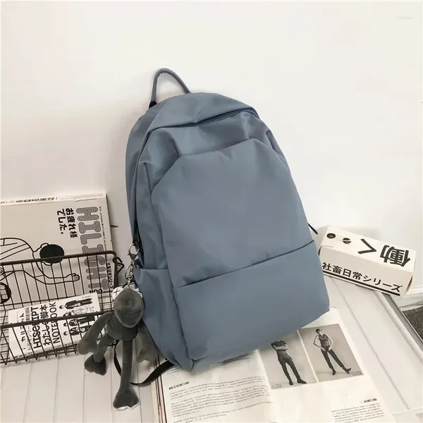 Mochila impermeable Nylon Mujeres 2024 Color sólido Escuela para adolescentes Niñas Niños Mujer Gran capacidad Hombres Bolsa de libros