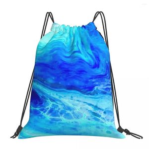 Mochila 'olas' arte acrílico vertido mochilas portátiles bolsas portátil