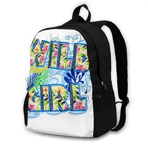 Sac à dos sauvage fille bleu femmes hommes adolescents ordinateur portable sacs de voyage sacs fill fille nature jungle tropicale fleur Feuille laisse du rose fleur