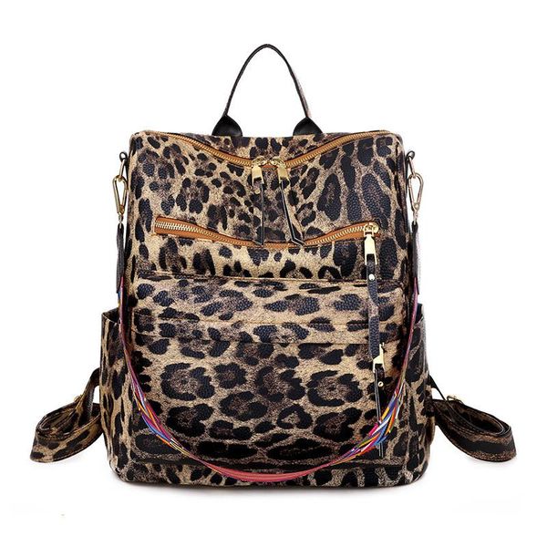 Mochila Winmax moda leopardo estampado mujer bolso de hombro multifunción viaje bolsas de escuela para niñas Mochila Mochila